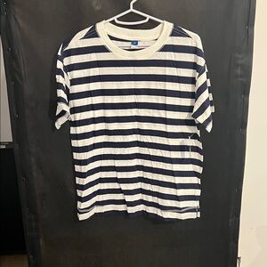 Old Navy Navy Blue and White Striped Short Sleeve Tee